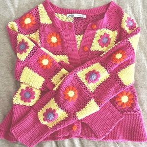 Vintage style Zara cropped crochet cardigan